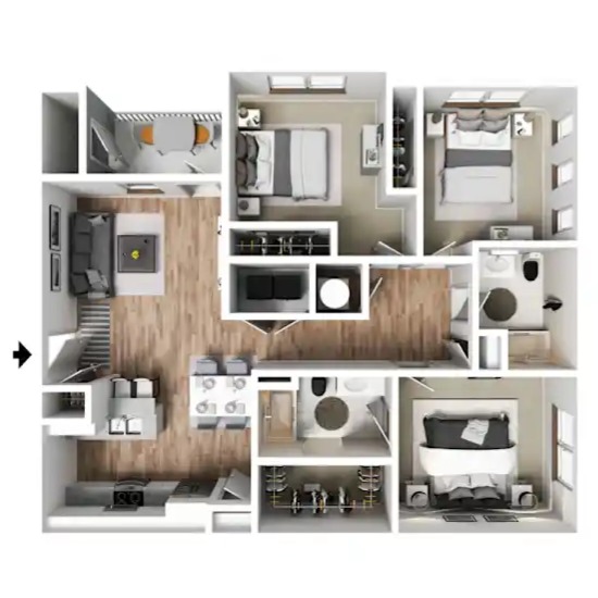 Three Bedroom Floor Plan